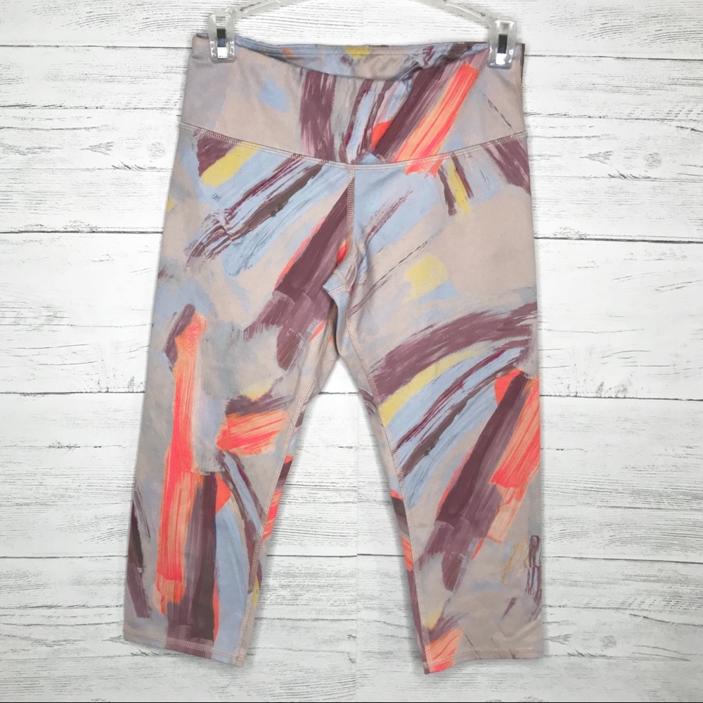 Pink Airbrush Multi Color Crop Capri Leggings